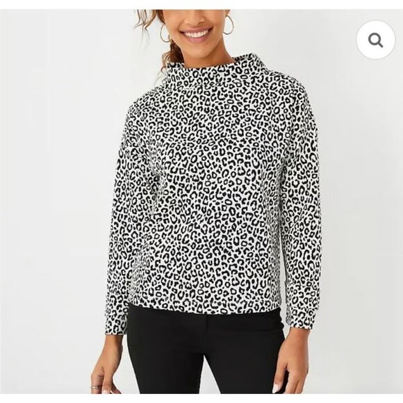 NWOT Ann Taylor Mock Neck Animal Print Sweater Size XL - Picture 1 of 10